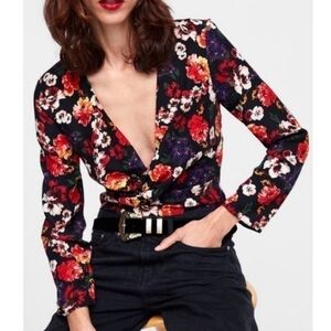 Zara Floral And Black Body Suit